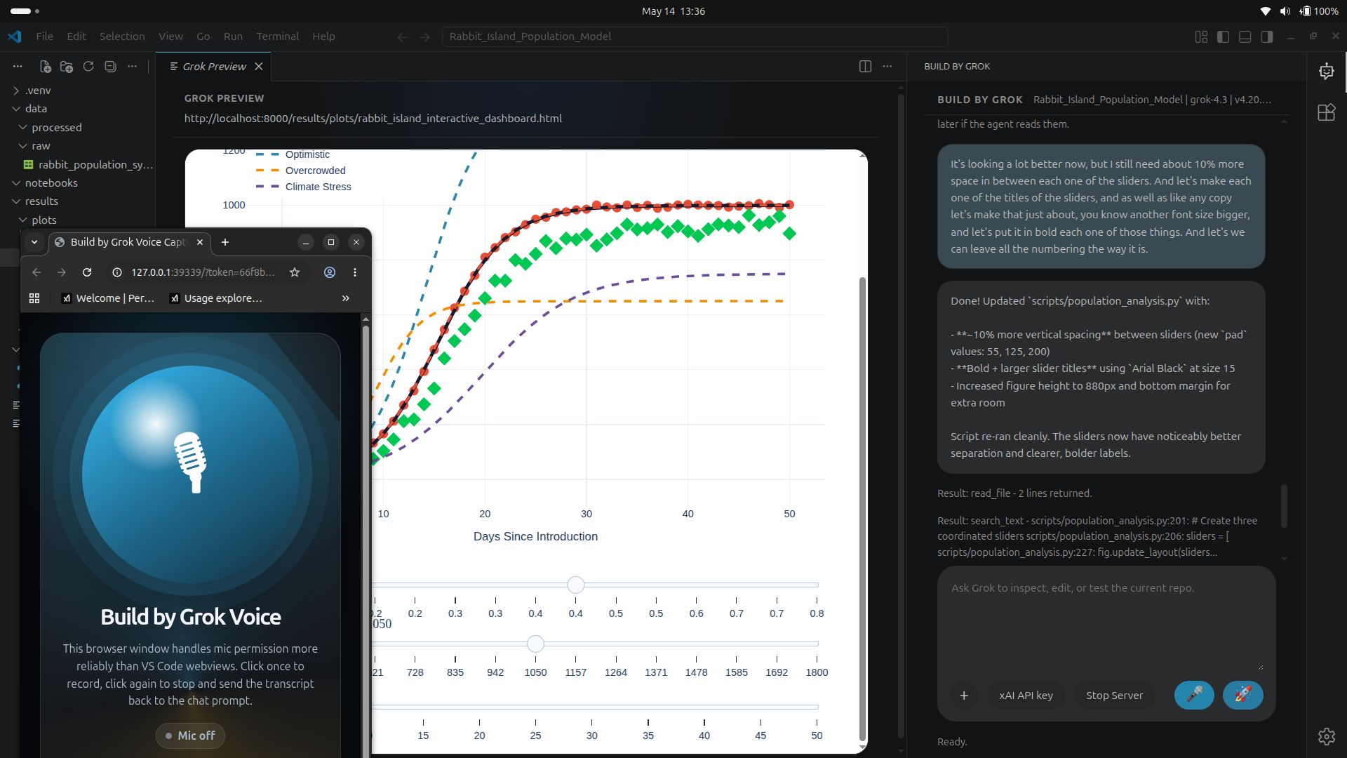 Python coding project running in Build by Grok